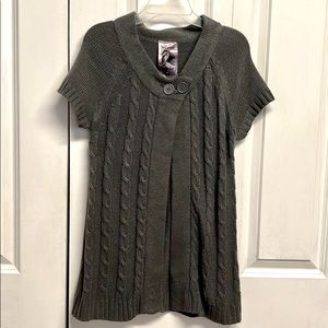 Vintage Red Paint Collection Dark Gray Short Sleeve Cardigan Sweater Size Jr M